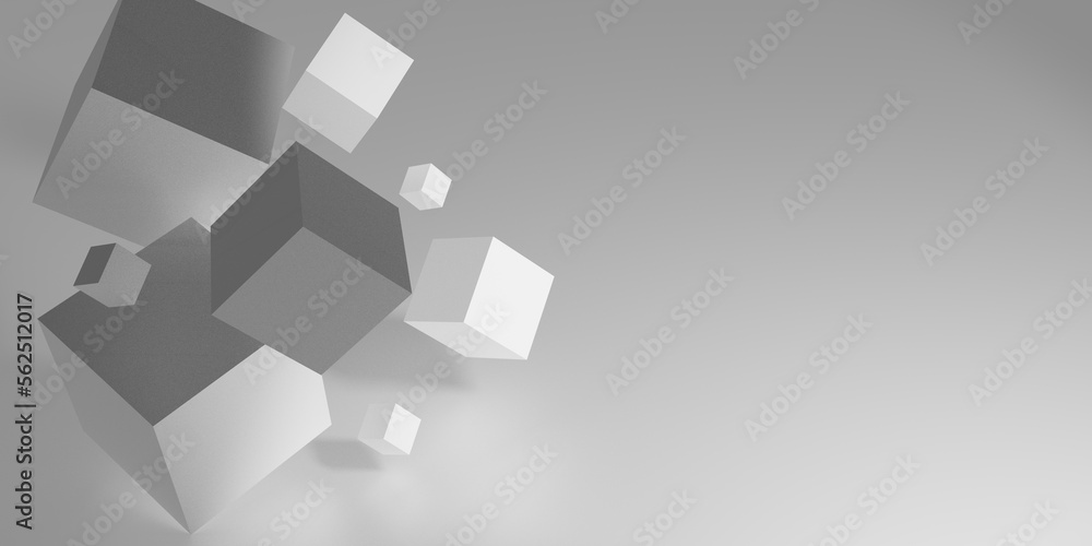Poster abstract 3d render. white cubes. modern background design with geometric shapes.