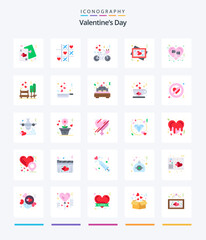 Creative Valentines Day 25 Flat icon pack  Such As wedding. heart. valentine. frame. heart
