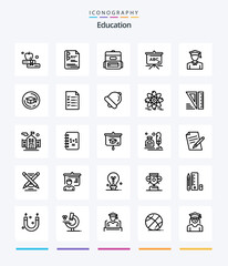 Creative Education 25 OutLine icon pack  Such As bell. education. education. file. graduation