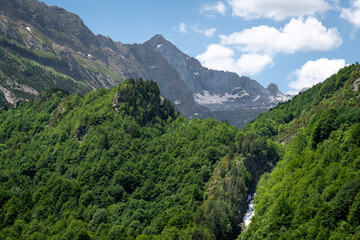 Partial view of a waterfall in the Pyrenees