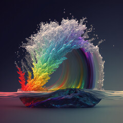 Abstract crashing wave, Rainbow gradient
