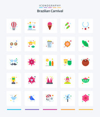 Creative Brazilian Carnival 25 Flat icon pack  Such As present. jewel. cream. fire work. rocket