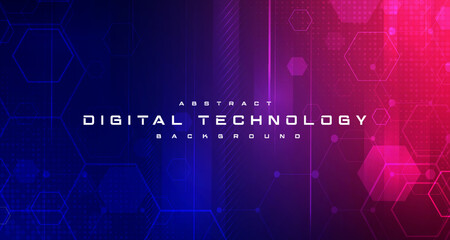 Abstract digital technology futuristic circuit blue pink background, Cyber science tech, Innovation communication future, Ai big data, internet network connection, Cloud hi-tech illustration vector