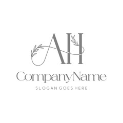 initial ah beauty and cosmetic logo vector
