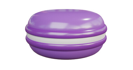 Purple Macaron front picture. 3d rendering.	