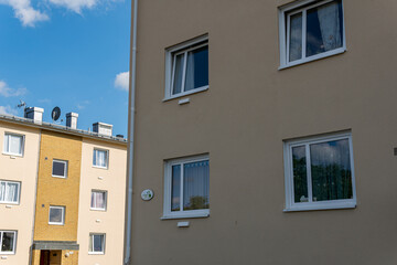 Fototapeta premium Sweden, Knislinge – July 2, 2022: Typical residential building, renovated house. Modern European architecture.