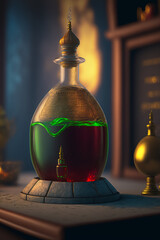 Fototapeta na wymiar A Magical potion. A potion that gives the drinker the ability to speak any language fluently. A Mystical Potion for Unprecedented Power. Generative AI