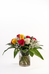 flower arrangement on glass vase