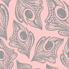 seamless pattern of gray abstract decorative elements on a pink background, texture, design