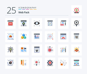 Web Pack 25 Flat Color icon pack including programming. web. design. safari. compass