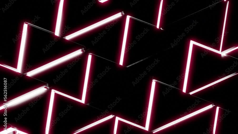 Poster abstract neon colorful triangle background. design. fluorescent lamps creating surface of triangles 