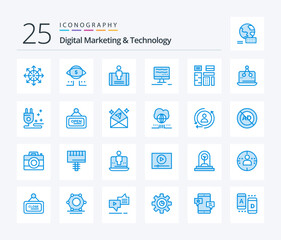 Digital Marketing And Technology 25 Blue Color icon pack including content. marketing. digital. online. social