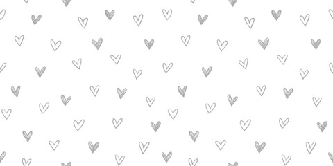 Hand drawn hearts background. Seamless pattern for Valentine's Day. Vector illustration.