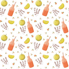 Seamless pattern with vegetables and fruits in bright colors nice printing design for textile, paper or fabric.