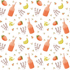 Seamless pattern with vegetables and fruits in bright colors nice printing design for textile, paper or fabric.