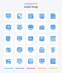 Creative Graphic Design 25 Blue icon pack  Such As paint roller. computer. book. web layout. web designing