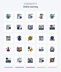Creative Online Learning 25 Line FIlled icon pack  Such As cloud. smartphone. txt. mobile. knowledge