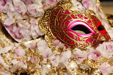 Red and gold carnival mask IA