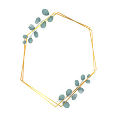 Eucalyptus Golden Frames With a White Background