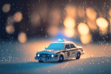Fototapeta na wymiar Police car in snow. Generative AI