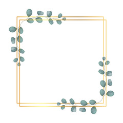 Eucalyptus Golden Frames With a White Background
