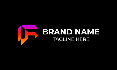 Creative modern abstract gradient letter f logo monogram and brand identity with futuristic style