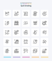 Creative Quit Smoking 25 OutLine icon pack  Such As medical. mobile app. smoking. quit smoking. prohibited