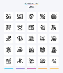 Creative Office 25 OutLine icon pack  Such As office. building. analytics. office. bulls eye