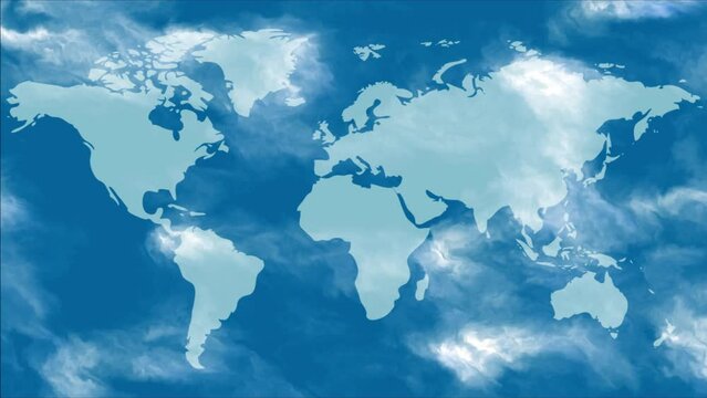 blue world map With clouds