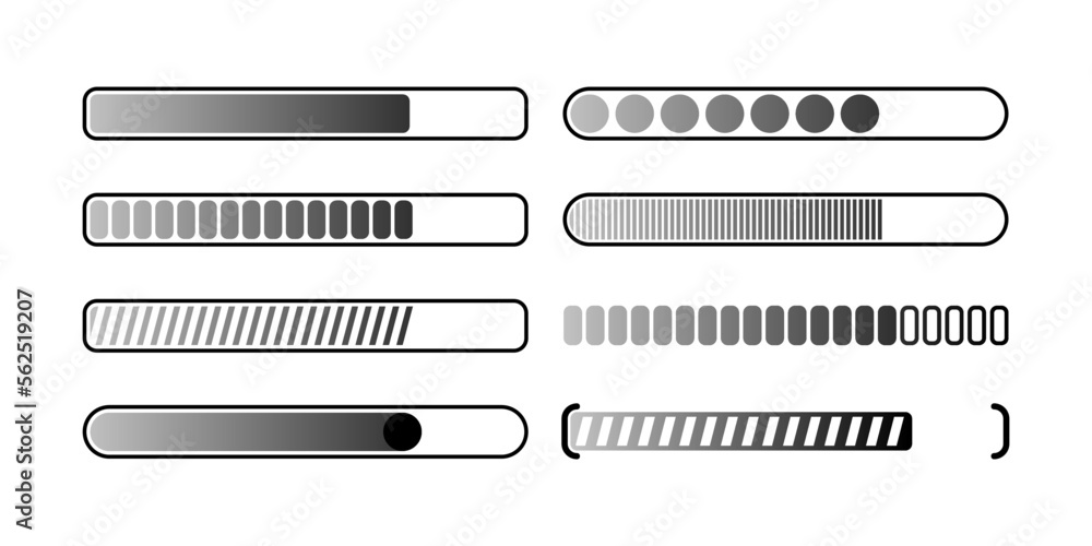 Poster loading indicator, loading signs in different design. system software update concept. vector illustr