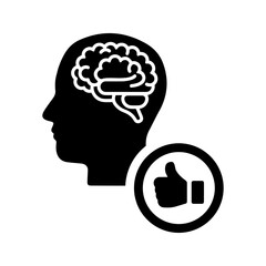 Brain intelligent icon. Black vector graphics.
