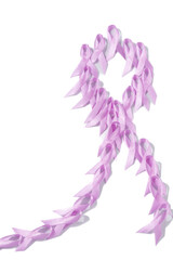 Lavender ribbons. World cancer day. Cancer awareness concept on white background, isolated. 