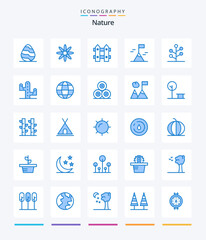 Creative Nature 25 Blue icon pack  Such As tree. garden. garden. forest. mountain
