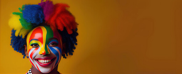 carnival, beautiful clown black woman - obrazy, fototapety, plakaty