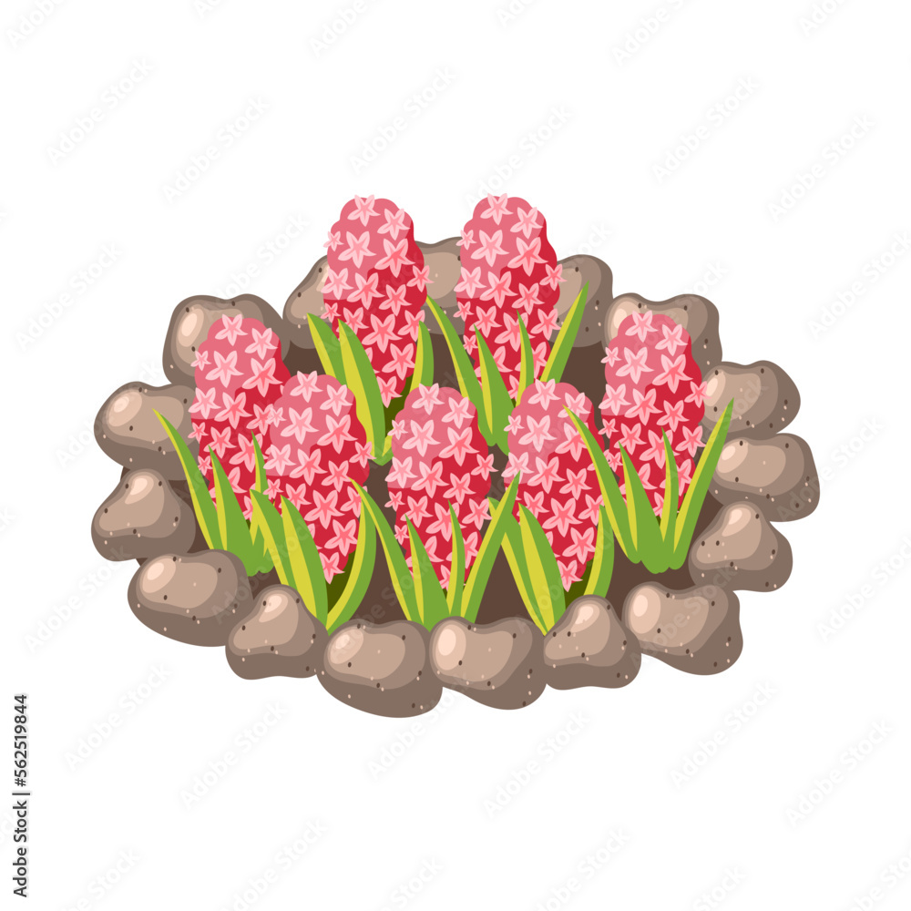 Sticker isometric flowerbed illustration