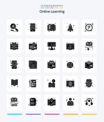 Creative Online Learning 25 Glyph Solid Black icon pack  Such As mark. science. e-learning. rocket. education