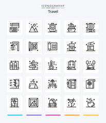 Creative Travel 25 OutLine icon pack  Such As cloud. adventure. mountain. travel. cruise - obrazy, fototapety, plakaty