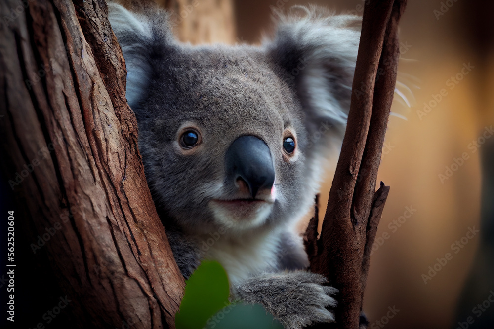 Wall mural portrait von einem koala im baum - generative ai