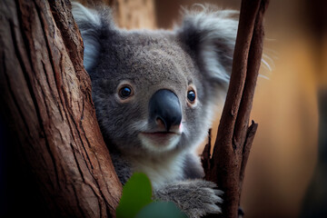Fototapeta Portrait von einem Koala im Baum - Generative Ai obraz