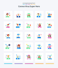 Creative Corona Virus Super Hero 25 Flat icon pack  Such As male. professor. old doctor. doctor. physician