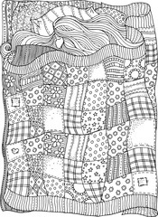 Pattern for coloring book. Sleeping baby. Artistically ethnic patterns. Hand-drawn, ethnic, retro, doodle, zentangle, tribal design element