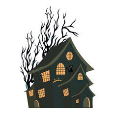 hunted house, ghost house, ghost, house, home, building, vector, illustration, icon, architecture, cartoon, estate, roof, cottage, door, window, night, symbol, village, town, design, tree, drawing, la