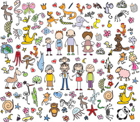 Big set of the different professions flat cartoon characters. Group of workers isolated on white background.