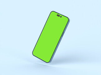 Floating Phone 14 Pro screen mockup with mobile app presentation template. 3d render