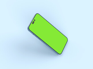 Floating Phone 14 Pro screen mockup with mobile app presentation template. 3d render