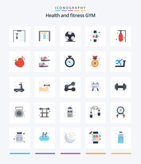 Creative Gym 25 Flat icon pack  Such As clothing. food. watch. gym. sand