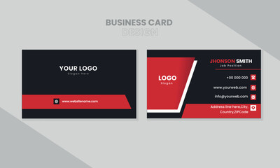 Modern and creative business card template with red and black.