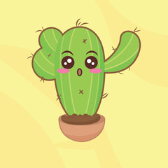 Isolated cute cactus cartoon character Vector