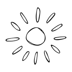 Hand drawn abstract sun symbol. Summer doodle. Single vector element for design