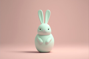 cute white easter bunny pink background 
